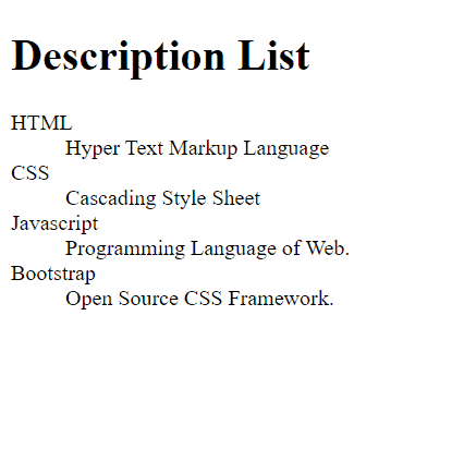 Description List in HTML