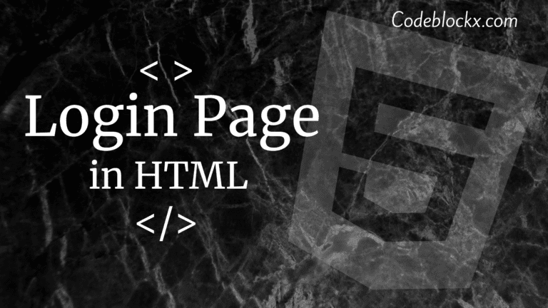 Login Page in HTML