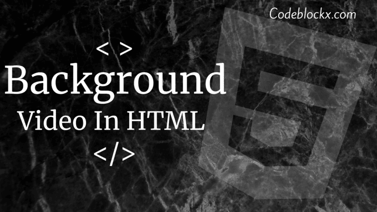Background Video in HTML