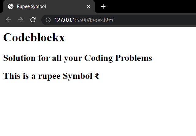 Rupee Symbol in HTML