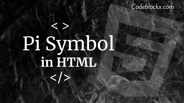 Pi symbol in html